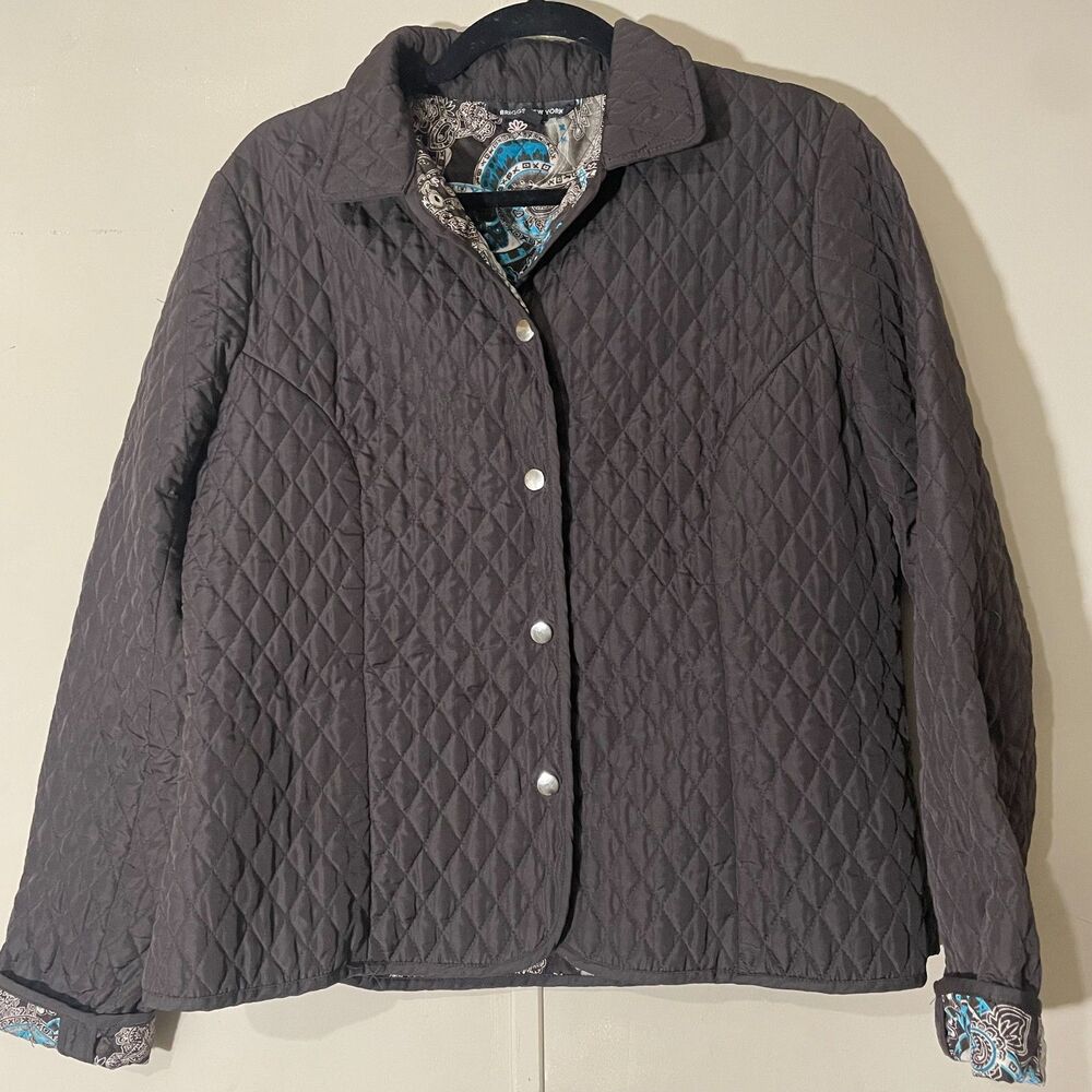 Briggs New York Jacket Size 14 Brown Quilted Puffer Snaps Windbreaker